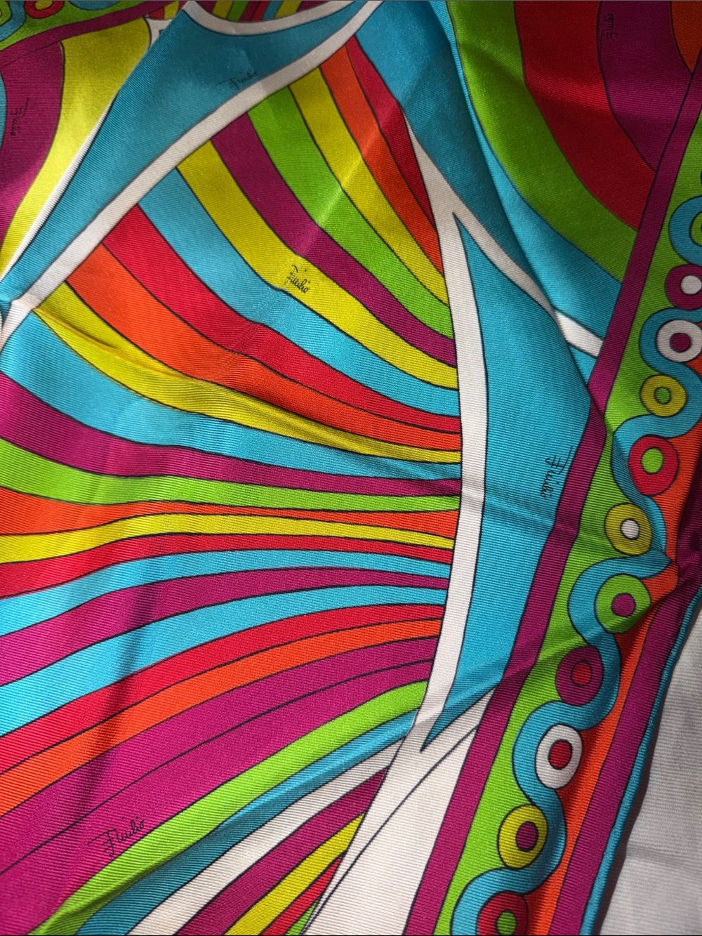 Emilio Pucci Vibrant Multicolor Silk Scarf - Pink, Green, Blue, Orange, Yellow - Picture 4 of 5